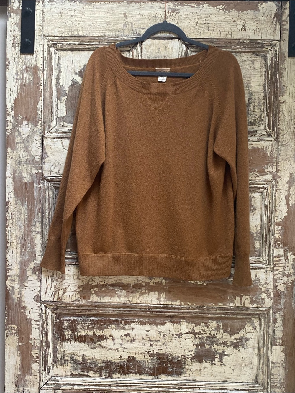 J. Crew Women's 100% Cashmere Scoop-Neck Sweater in Warm Caramel Brown, Size S